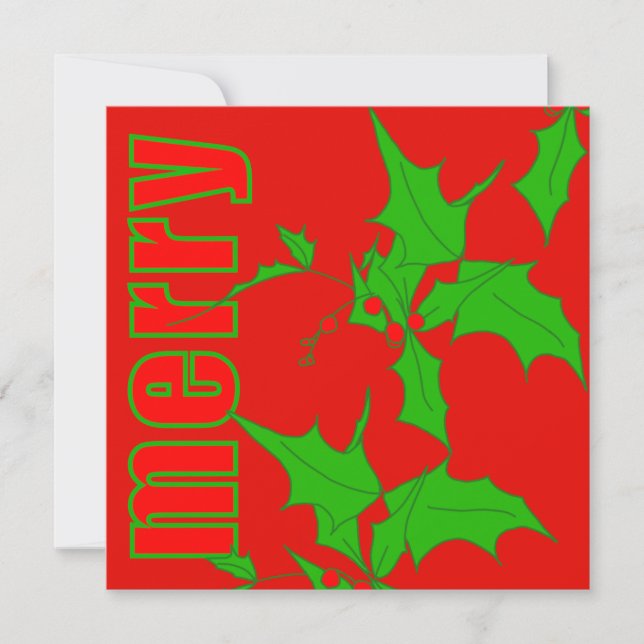 Merry Holly Feiertagskarte (Vorderseite)