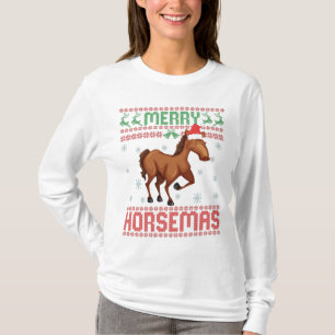 Merry Horsemas Funny Ugly Christmas Sweater Horse T-Shirt