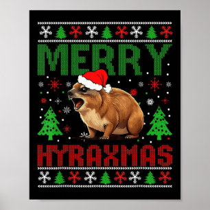 Merry Hyraxmas Vintag Hyrax Ugly Christmas Sweate Poster