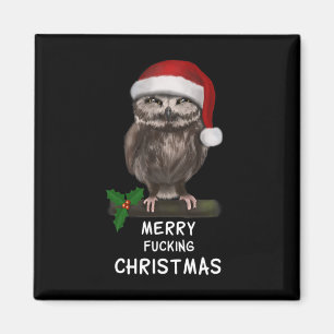 Merry Ing Christmas Owl (d010-0514a) Magnet
