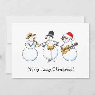 Merry Jazzy Christmas Funny Snowman Jazzband Feiertagskarte