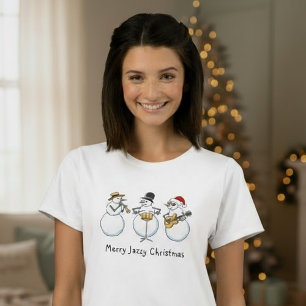 Merry Jazzy Christmas Funny Snowmen Jazz Frauen T-Shirt