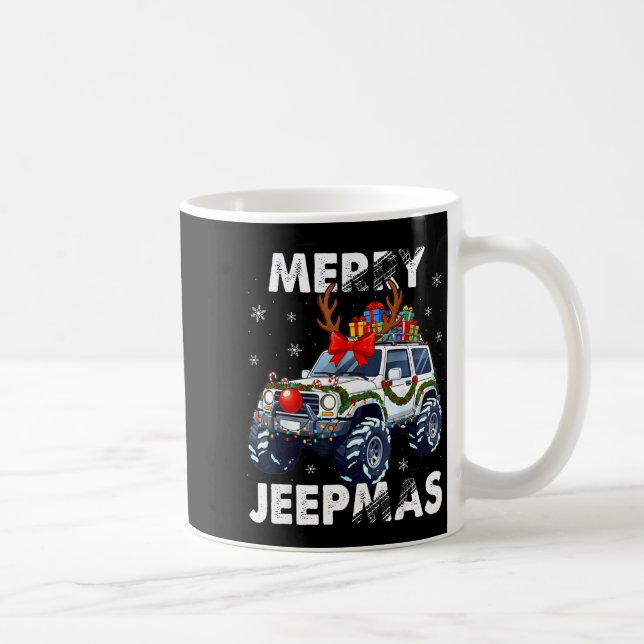 Merry Jeepmas Ugly Light Reindeer Christmas  Kaffeetasse (Rechts)