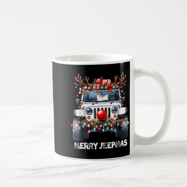 Merry Jeepmas Ugly Light Reindeer Christmas  Kaffeetasse (Rechts)