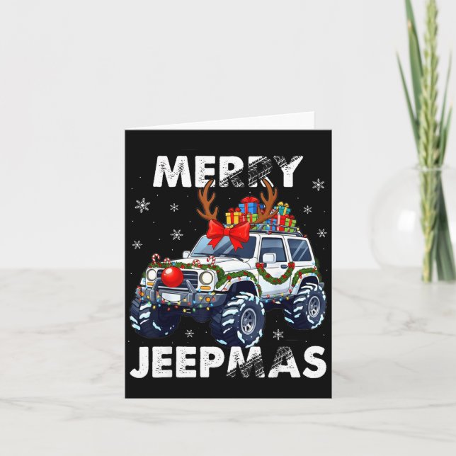 Merry Jeepmas Ugly Light Reindeer Christmas  Karte (Vorderseite)
