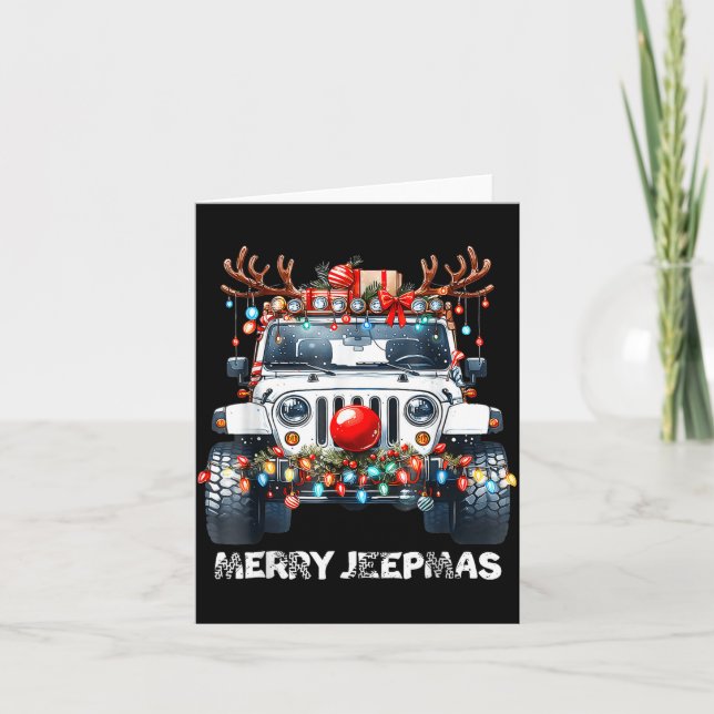 Merry Jeepmas Ugly Light Reindeer Christmas  Karte (Vorderseite)