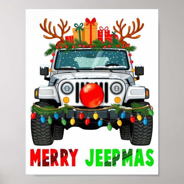 Merry Jeepmas Ugly Light Reindeer Christmas  Poster (Vorne)