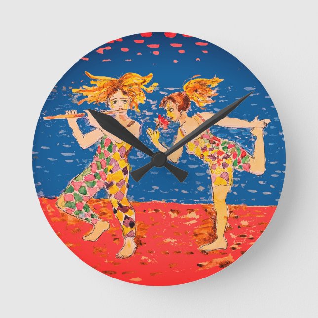 Merry Jesters Runde Wanduhr (Vorderseite)