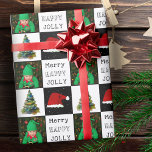 Merry Jolly Christmas Tree Weihnachtsmannmütze Fam Geschenkpapier<br><div class="desc">Niedliche Merry Jolly Weihnachtsbaum Weihnachtsmannmütze Familie Foto Wrapping Papier. Schwarz-Weiß-Hintergrund mit schönem Weihnachtsbaum und roter Weihnachtsmannmütze. Fröhlicher, Glücklicher und Jolly Text. Feiern Sie Familienweihnachtsfest mit einer personalisierten Touch! Dieses Weihnachtspapier ist die perfekte Art, Ihre Geschenke zu verpacken und eine bleibende Erinnerung zu schaffen. Dieses Verpackungspapier fügt dem Design eine spielerische...</div>