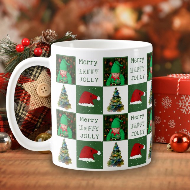 Merry Jolly Christmas Tree Weihnachtsmannmütze Fam Kaffeetasse (Von Creator hochgeladen)
