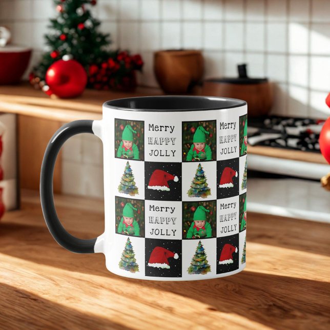 Merry Jolly Christmas Tree Weihnachtsmannmütze Fam Tasse (Von Creator hochgeladen)