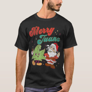 Merry Juana Christmas Funny Santa Srauking Weed St T-Shirt
