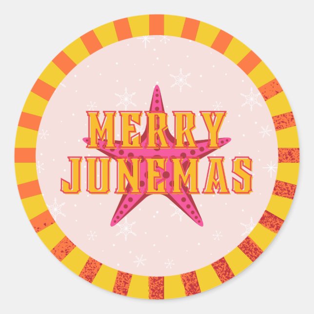 Merry Junemas Tropical Christmas Runder Aufkleber (Vorderseite)