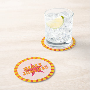 Merry Junemas Tropical Christmas Runder Pappuntersetzer