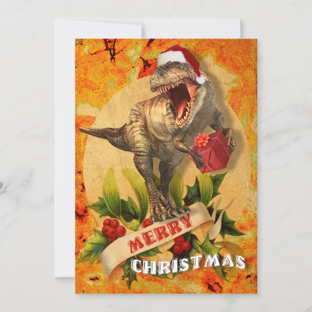 Merry Jurassic Christmas (I) Feiertagskarte (Vorderseite)