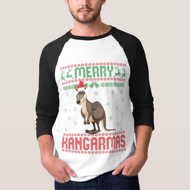 Merry Kangarmas Funny Ugly Christmas Sweater Kanga T-Shirt (Vorderseite)