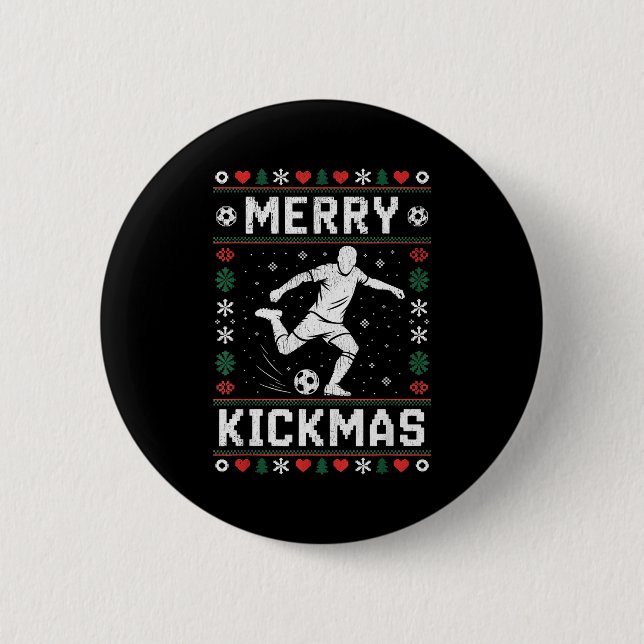 Merry Kickmas Funny Christmas Soccer Xmas  Button (Vorderseite)