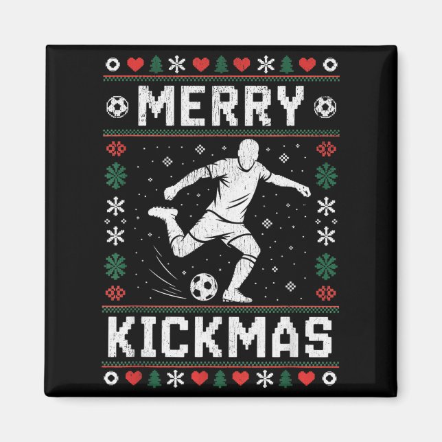Merry Kickmas Funny Christmas Soccer Xmas  Magnet (Vorne)