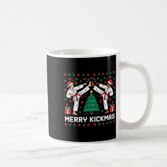 Merry Kickmas Funny Karate Jiu Jitsu Ugly Christma Kaffeetasse (Rechts)