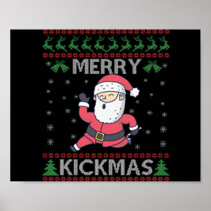 Merry Kickmas Funny Karate Weihnachtsfamilie Poster