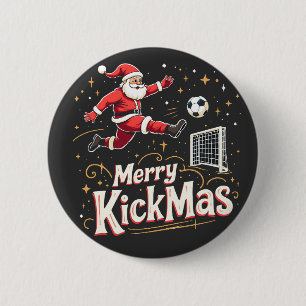 Merry Kickmas Funny Santa Claus Fußballfans Button