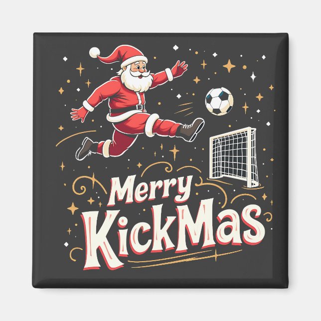 Merry Kickmas Funny Santa Claus Fußballfans Magnet (Vorne)