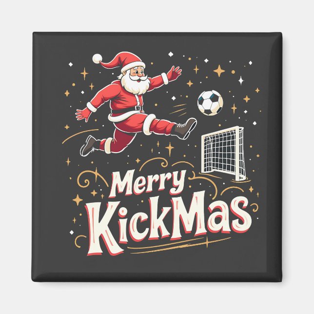 Merry Kickmas Funny Santa Claus Fußballfans Magnet (Vorne)
