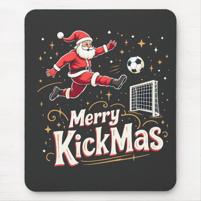 Merry Kickmas Funny Santa Claus Fußballfans Mousepad (Vorne)