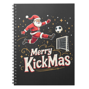 Merry Kickmas Funny Santa Claus Fußballfans Notizblock
