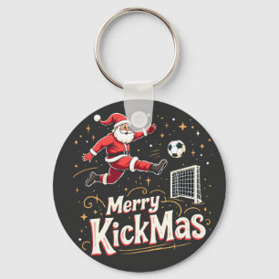 Merry Kickmas Funny Santa Claus Fußballfans Schlüsselanhänger