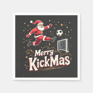 Merry Kickmas Funny Santa Claus Fußballfans Serviette