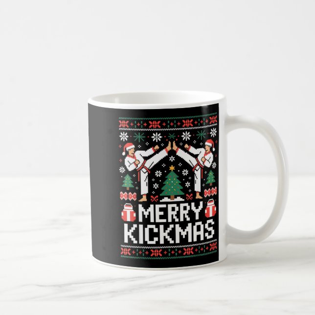 Merry Kickmas Karate Jiu Jitsu Ugly Christmas Desi Kaffeetasse (Rechts)