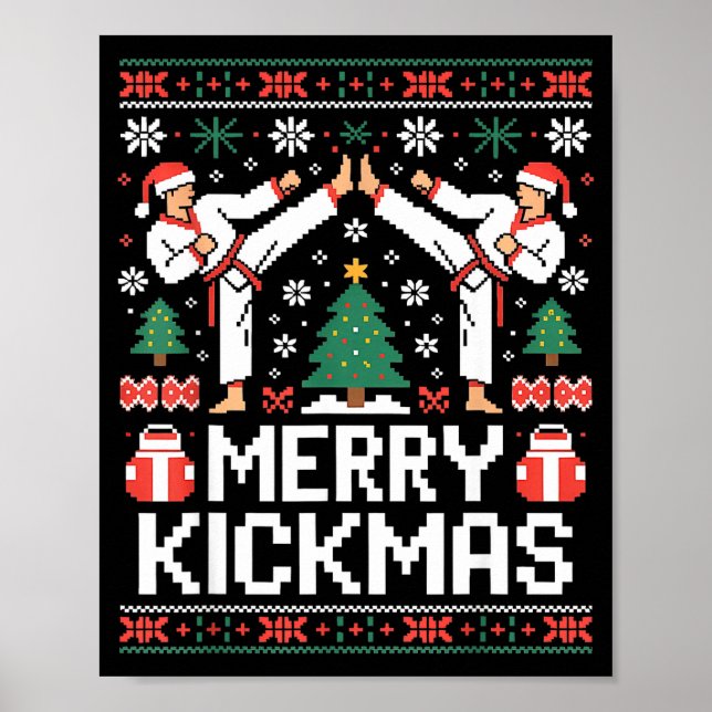 Merry Kickmas Karate Jiu Jitsu Ugly Christmas Desi Poster (Vorne)