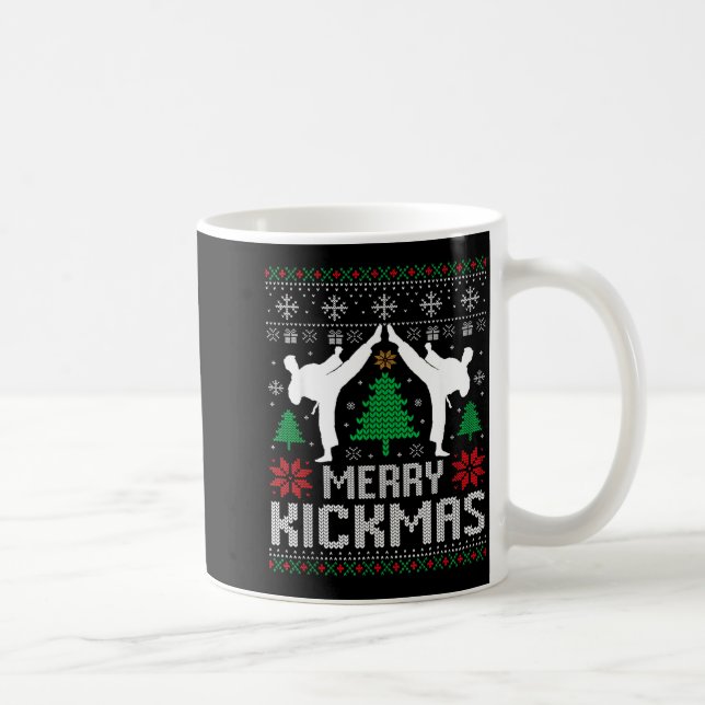 Merry Kickmas Karate Jiu Jitsu Ugly Christmas Xmas Kaffeetasse (Rechts)