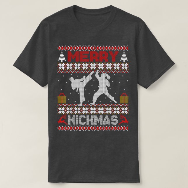 Merry Kickmas Karate Martial Arts Ugly Christmas S T-Shirt (Design vorne)