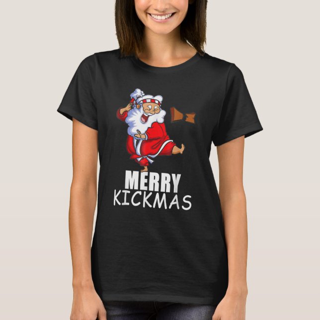 Merry Kickmas  Karate Santa Family Matching Pajama T-Shirt (Vorderseite)