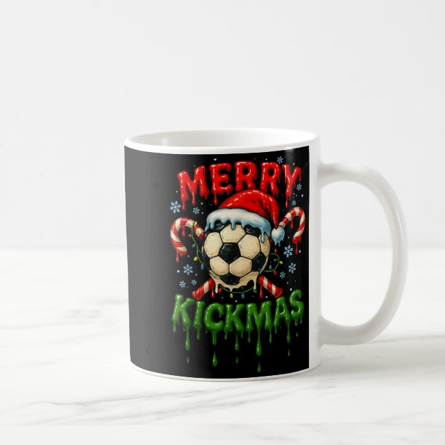Merry Kickmas Soccer Christmas Candy Cane Ice Crea Kaffeetasse (Rechts)