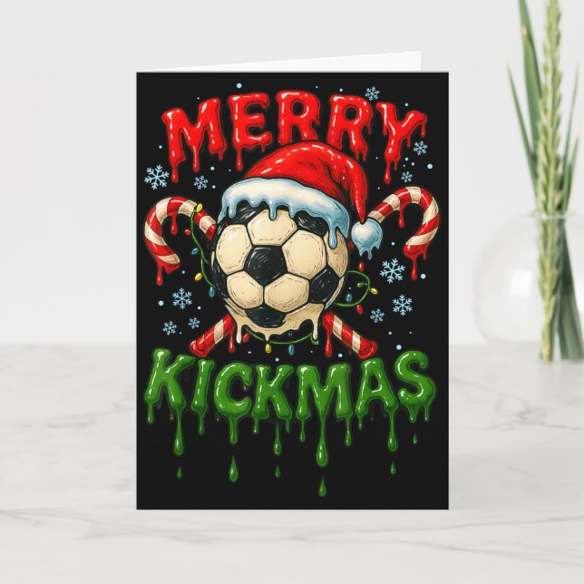 Merry Kickmas Soccer Christmas Candy Cane Ice Crea Karte (Vorderseite)