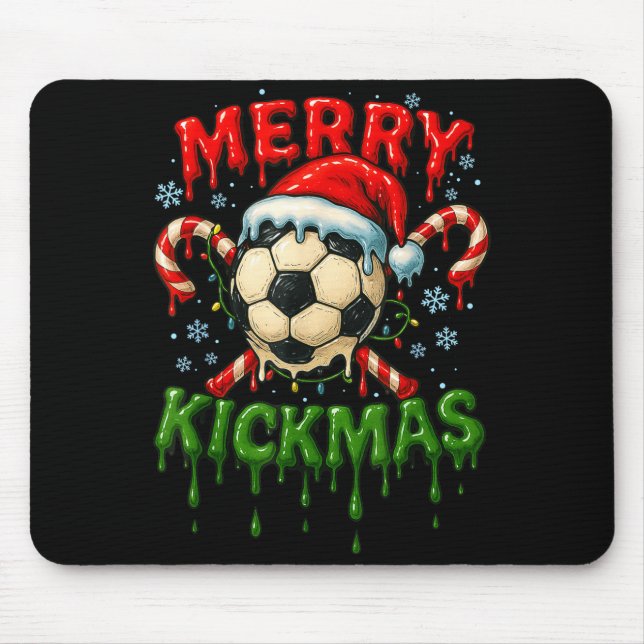Merry Kickmas Soccer Christmas Candy Cane Ice Crea Mousepad (Vorne)