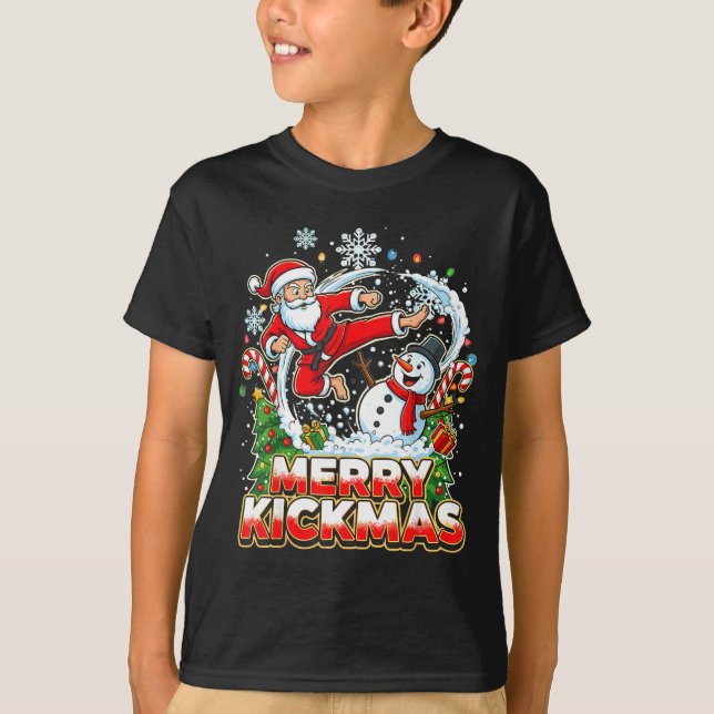 Merry Kickmas Ugly Christmas Jiu Jitsu Funny Santa T-Shirt (Vorderseite)