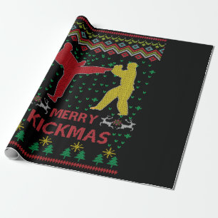 Merry Kickmas Ugly Christmas Karate Jiu Jitsu Geschenkpapier