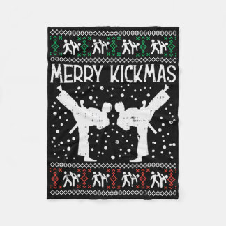 Merry Kickmas Ugly Christmas Karate Jiu Jitsu Mart Fleecedecke