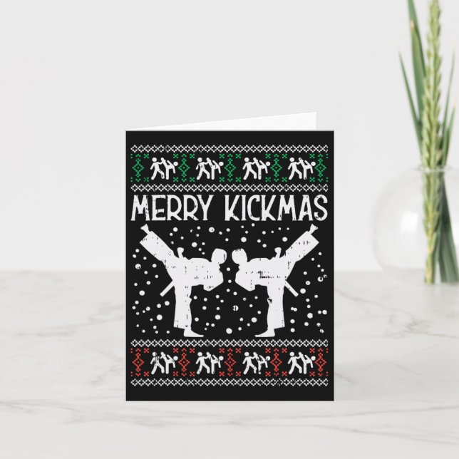 Merry Kickmas Ugly Christmas Karate Jiu Jitsu Mart Karte (Vorderseite)