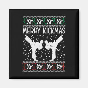 Merry Kickmas Ugly Christmas Karate Jiu Jitsu Mart Magnet