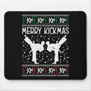 Merry Kickmas Ugly Christmas Karate Jiu Jitsu Mart Mousepad