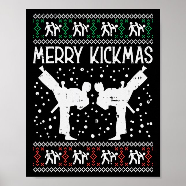 Merry Kickmas Ugly Christmas Karate Jiu Jitsu Mart Poster (Vorne)