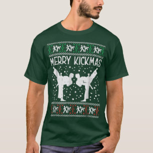 Merry Kickmas Ugly Christmas Karate Jiu Jitsu Mart T-Shirt