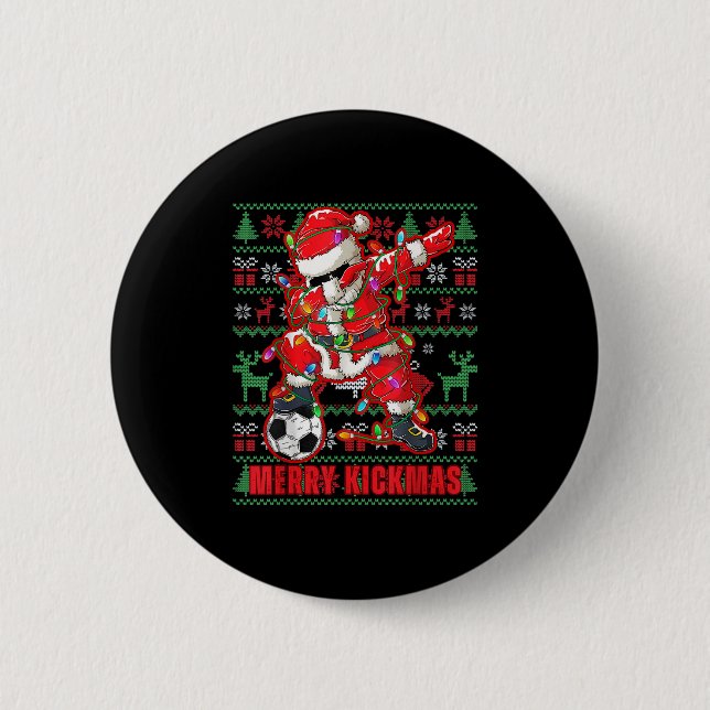Merry Kickmas Weihnachts Fußball Ball Ugly Youth S Button (Vorderseite)