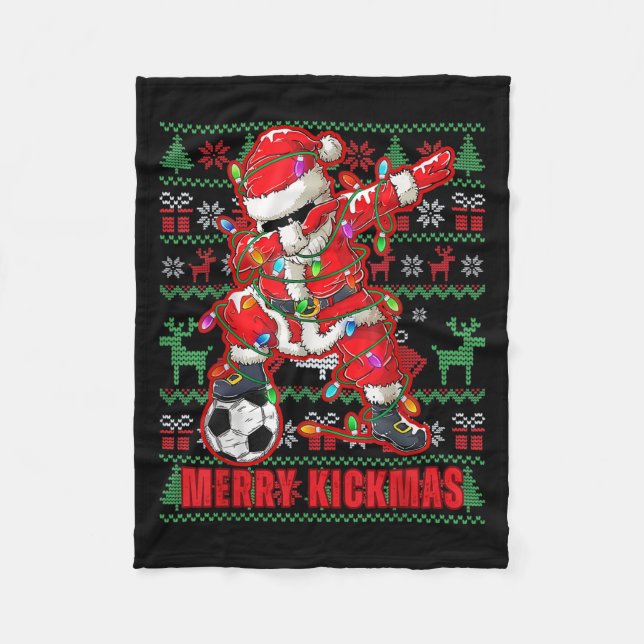 Merry Kickmas Weihnachts Fußball Ball Ugly Youth S Fleecedecke (Vorderseite)