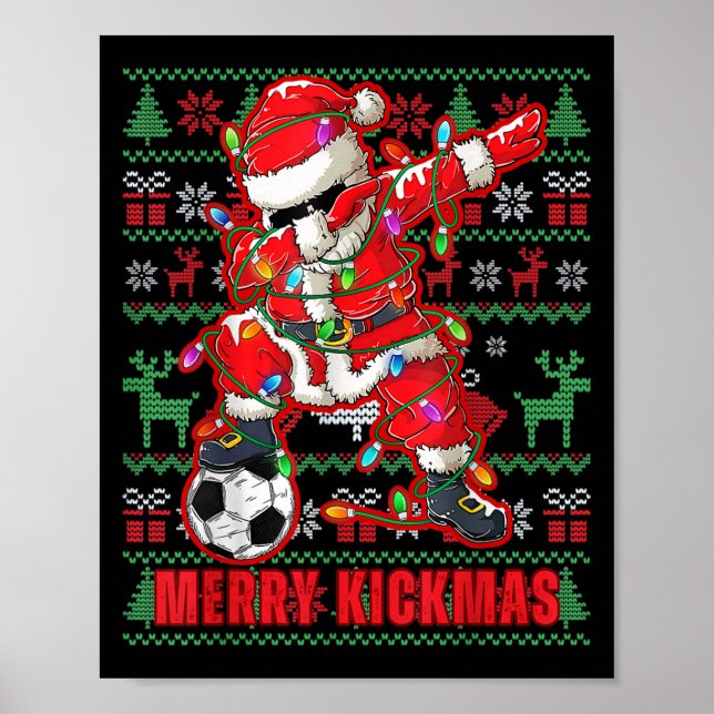 Merry Kickmas Weihnachts Fußball Ball Ugly Youth S Poster (Vorne)